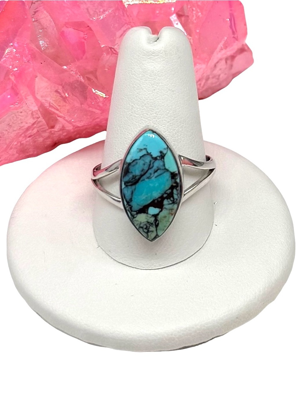 Tibetan Turquoise Ring Size 10.5 925 Sterling Silver Plated